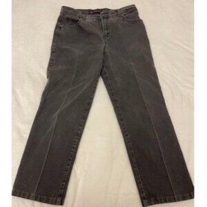 Gloria Vanderbilt Amanda Jeans Women 31x36 Size 12 Black Denim Wide Leg Straight